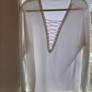 White lace up top